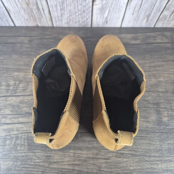 SOREL Joan of Arctic Wedge II Chelsea WP Boots Camel Brown Leather Women's Sz 10 - Picture 6 of 9